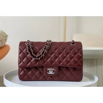 Chanel Lambskin Classic Medium Flap Bag A01112 Burgundy/Silver 2023 (sm-2312260138)