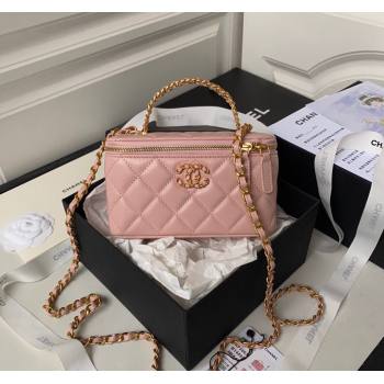 Chanel Quilted Lambskin Clutch with Chain Top Handle and Crystals AP3663 Light Pink 2023 (yezi-231226073)