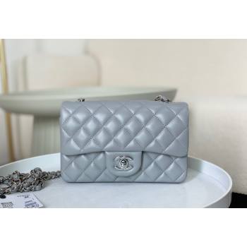 Chanel Lambskin Classic Mini Flap Bag A69900 Light Grey/Silver 2023 (sm-2312260141)