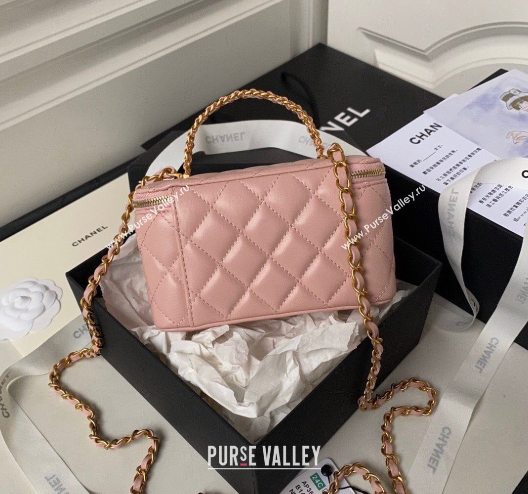 Chanel Quilted Lambskin Clutch with Chain Top Handle and Crystals AP3663 Light Pink 2023 (yezi-231226073)