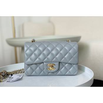 Chanel Lambskin Classic Mini Flap Bag A69900 Light Grey/Gold 2023 (sm-2312260142)