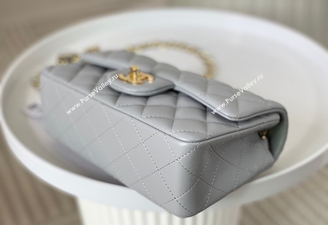 Chanel Lambskin Classic Mini Flap Bag A69900 Light Grey/Gold 2023 (sm-2312260142)