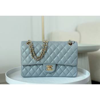 Chanel Lambskin Classic Medium Flap Bag A01112 Light Grey/Gold 2023 (sm-2312260143)