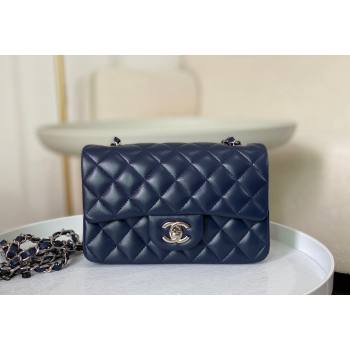 Chanel Lambskin Classic Mini Flap Bag A69900 Navy Blue/Silver 2023 (sm-2312260144)