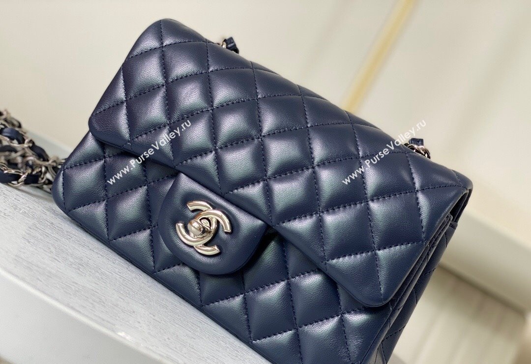 Chanel Lambskin Classic Mini Flap Bag A69900 Navy Blue/Silver 2023 (sm-2312260144)