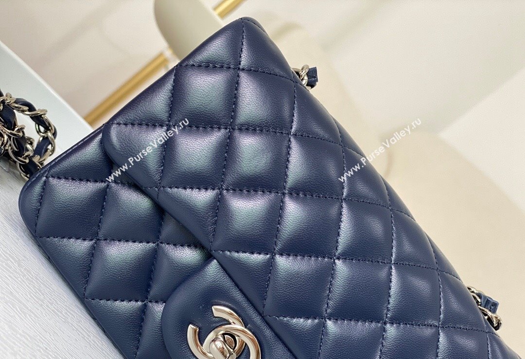 Chanel Lambskin Classic Mini Flap Bag A69900 Navy Blue/Silver 2023 (sm-2312260144)