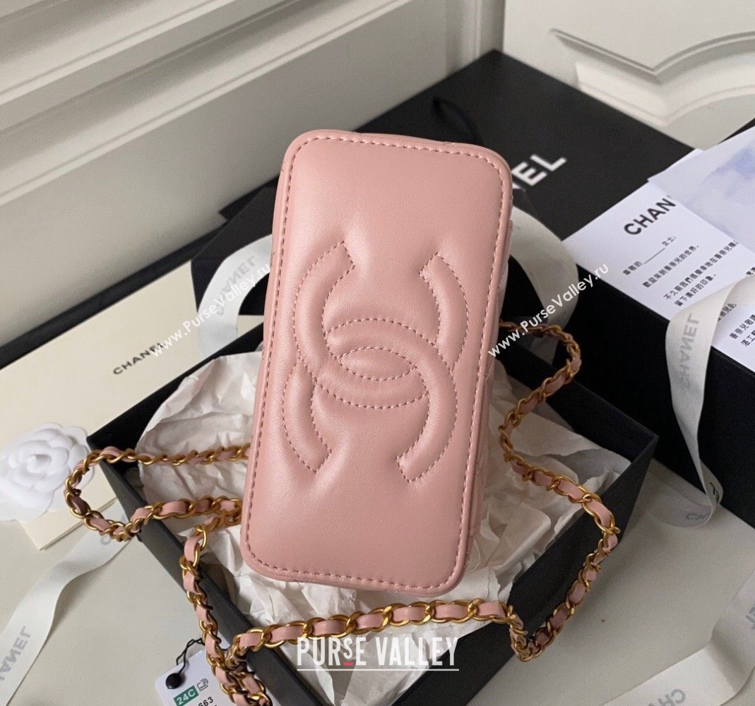 Chanel Quilted Lambskin Clutch with Chain Top Handle and Crystals AP3663 Light Pink 2023 (yezi-231226073)