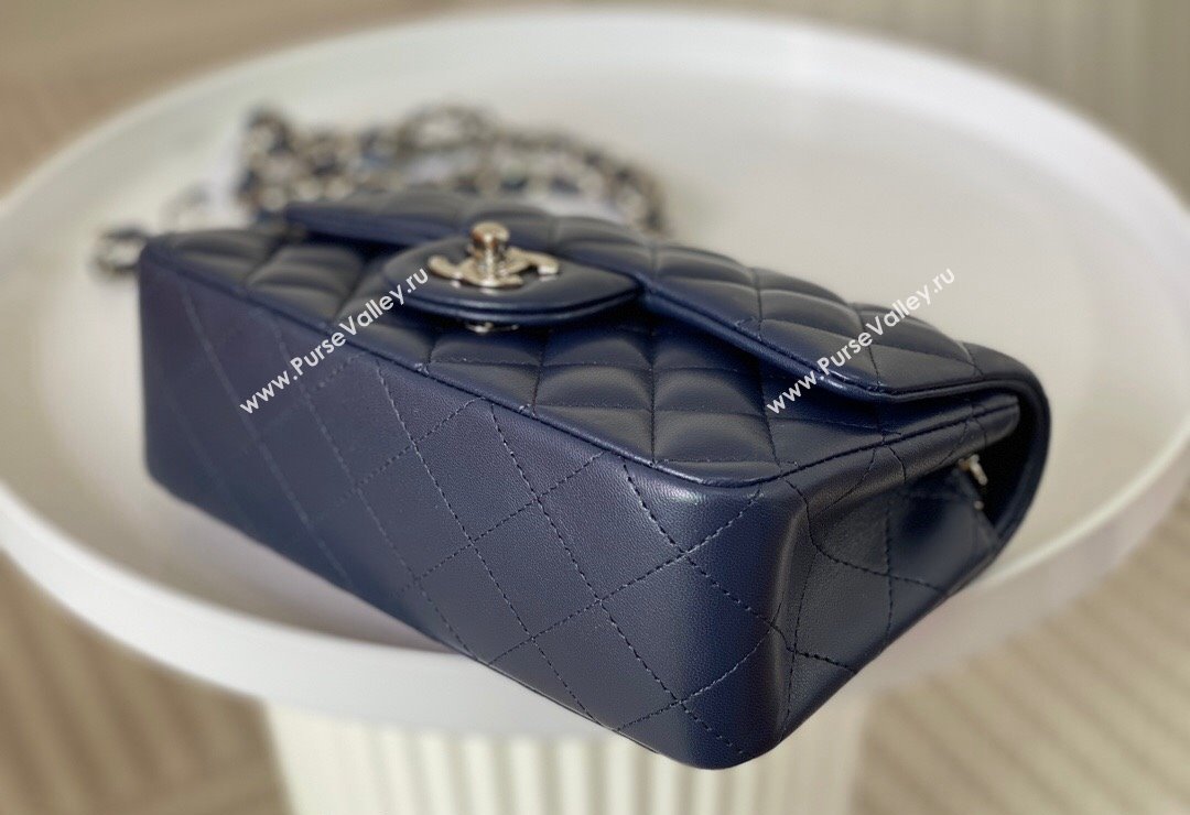 Chanel Lambskin Classic Mini Flap Bag A69900 Navy Blue/Silver 2023 (sm-2312260144)