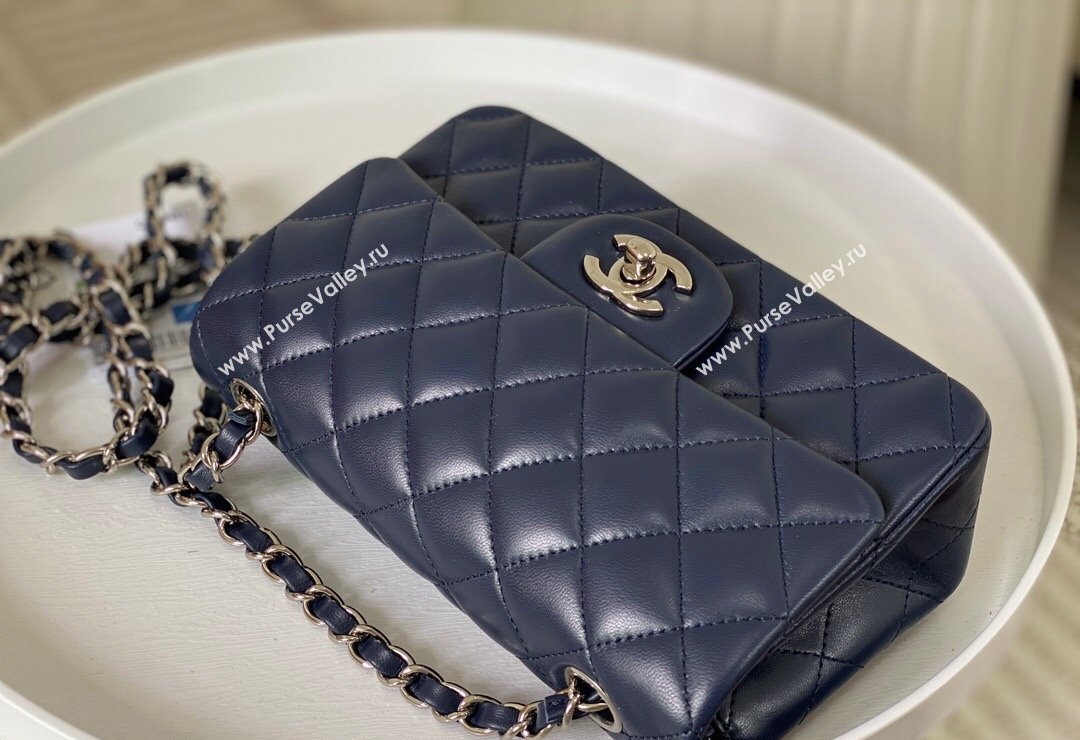 Chanel Lambskin Classic Mini Flap Bag A69900 Navy Blue/Silver 2023 (sm-2312260144)