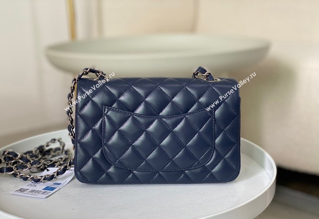 Chanel Lambskin Classic Mini Flap Bag A69900 Navy Blue/Silver 2023 (sm-2312260144)