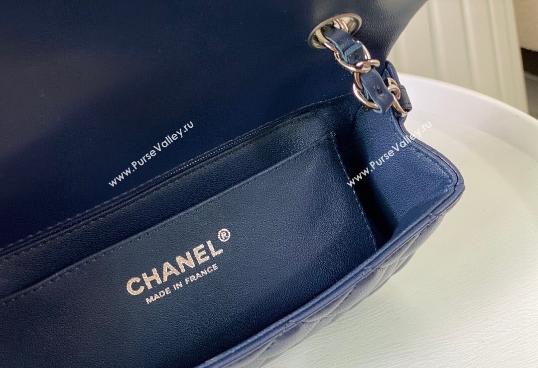 Chanel Lambskin Classic Mini Flap Bag A69900 Navy Blue/Silver 2023 (sm-2312260144)