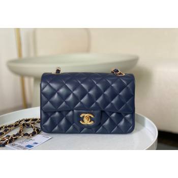 Chanel Lambskin Classic Mini Flap Bag A69900 Navy Blue/Gold 2023 (sm-2312260145)