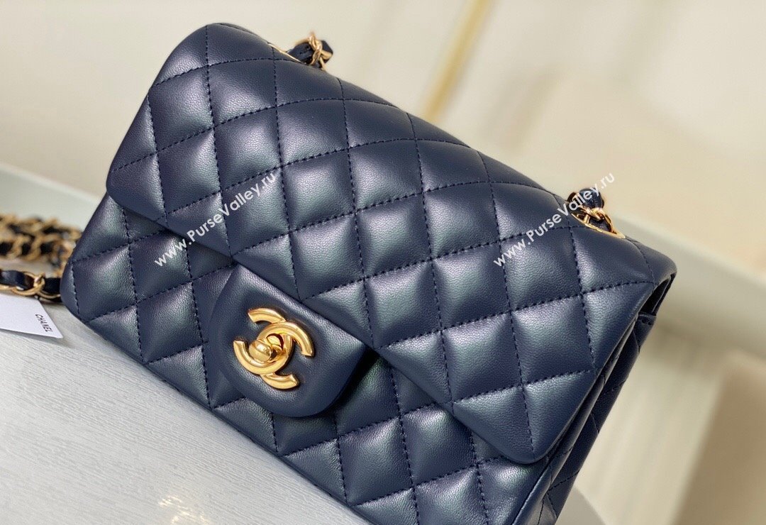 Chanel Lambskin Classic Mini Flap Bag A69900 Navy Blue/Gold 2023 (sm-2312260145)