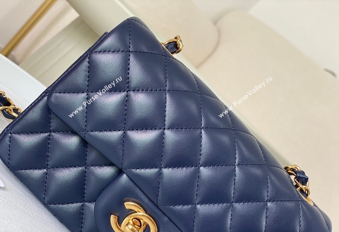 Chanel Lambskin Classic Mini Flap Bag A69900 Navy Blue/Gold 2023 (sm-2312260145)