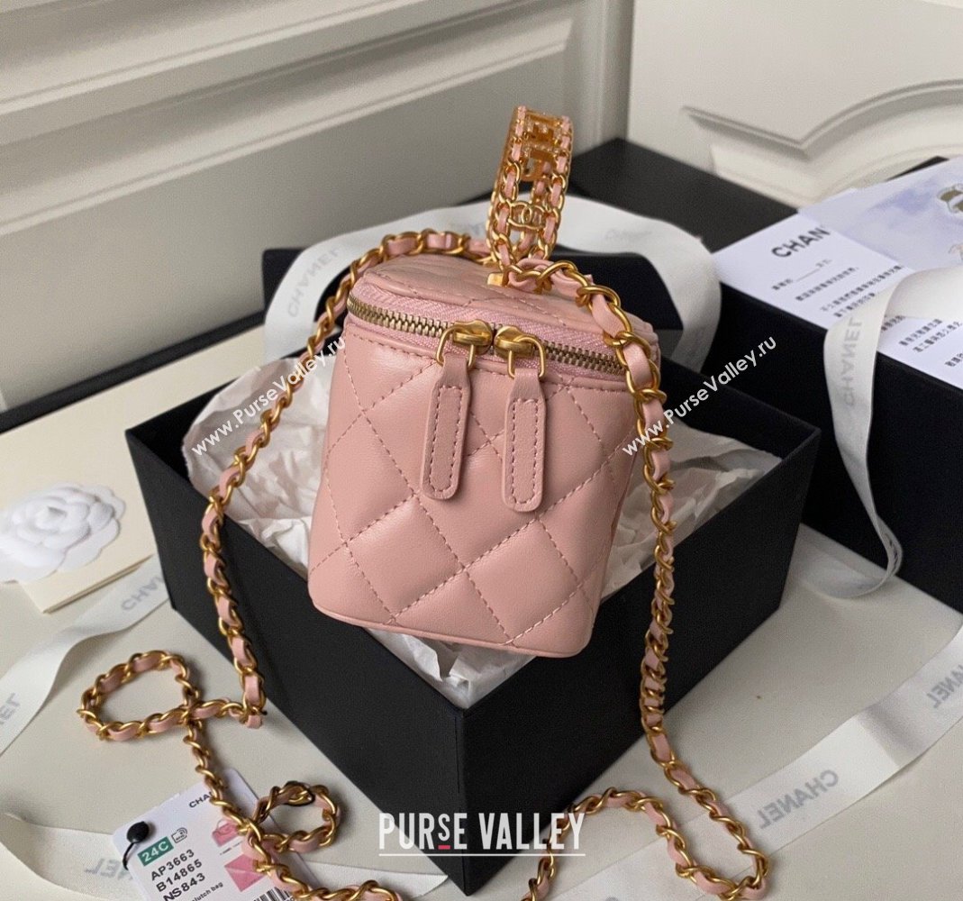 Chanel Quilted Lambskin Clutch with Chain Top Handle and Crystals AP3663 Light Pink 2023 (yezi-231226073)