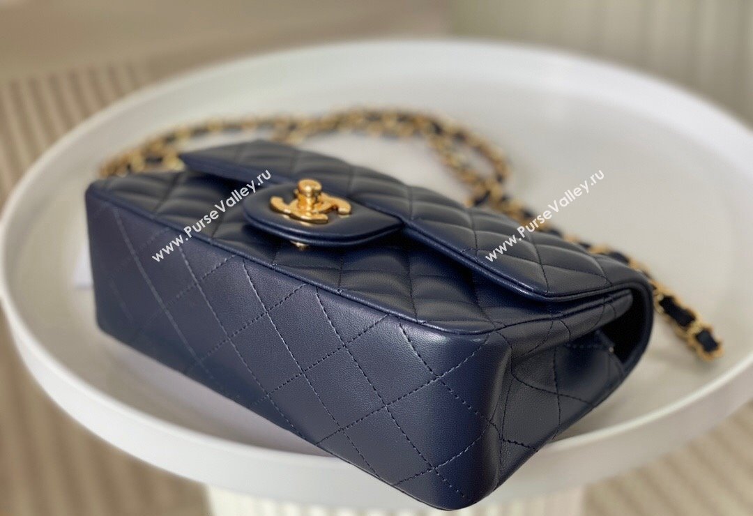 Chanel Lambskin Classic Mini Flap Bag A69900 Navy Blue/Gold 2023 (sm-2312260145)