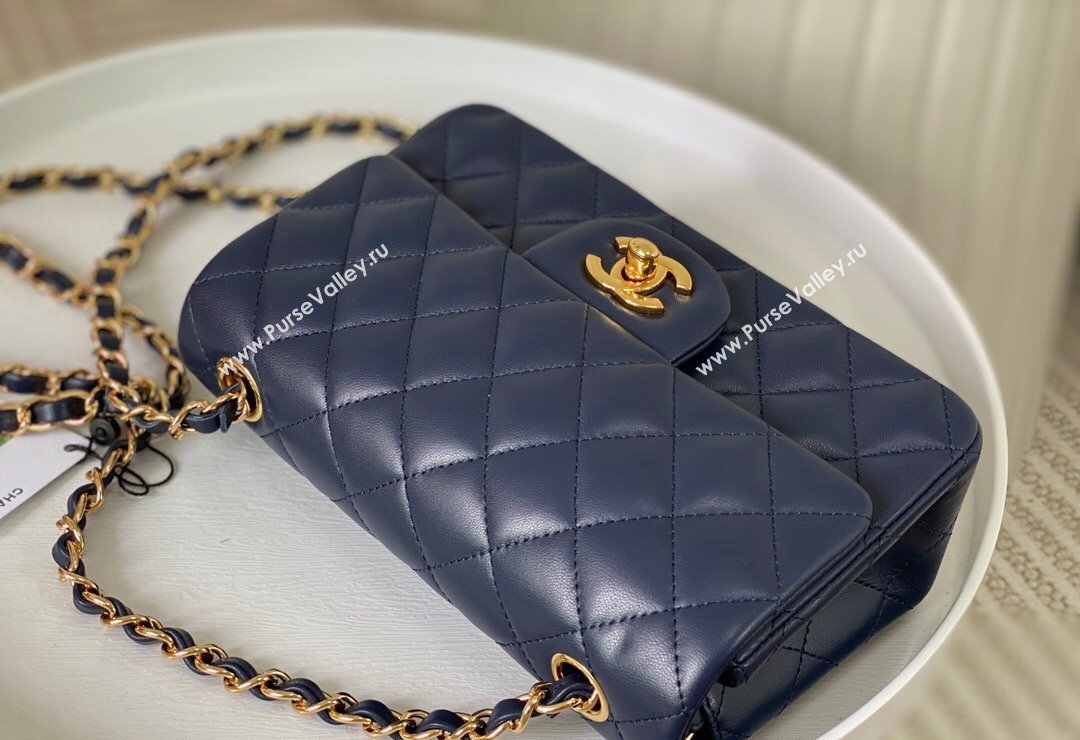 Chanel Lambskin Classic Mini Flap Bag A69900 Navy Blue/Gold 2023 (sm-2312260145)