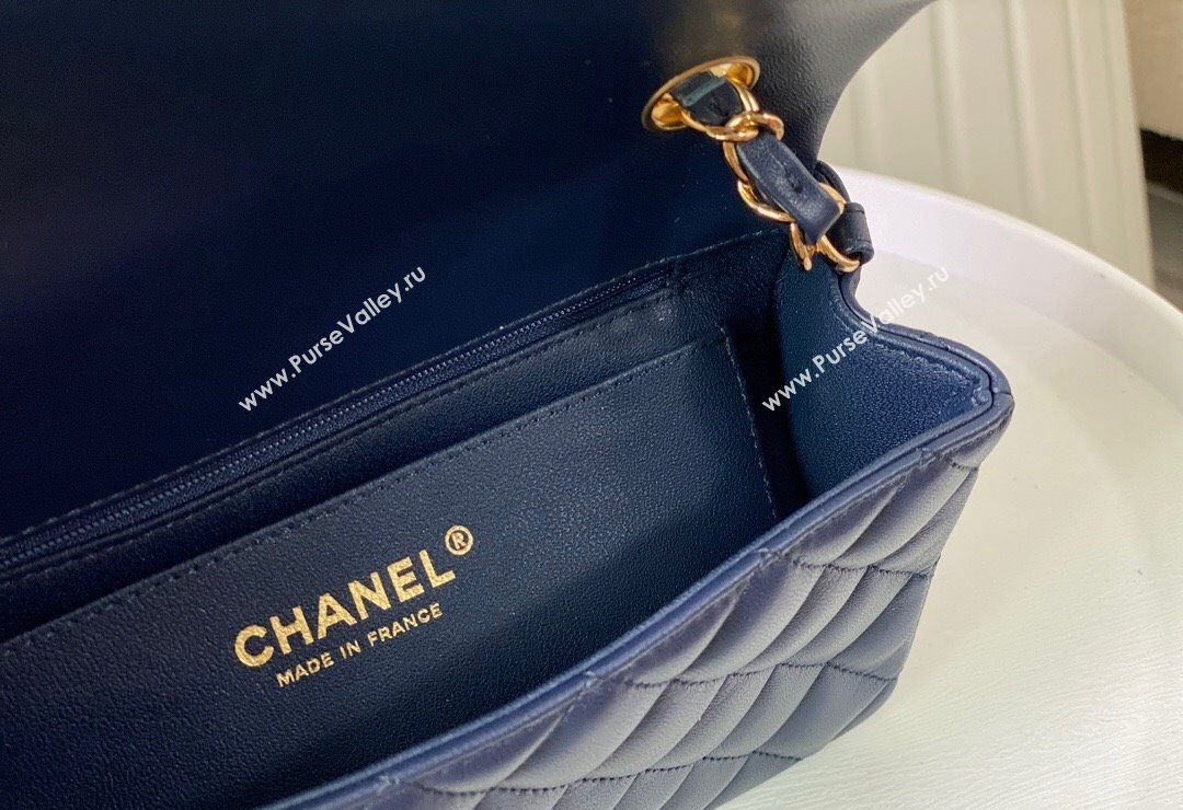 Chanel Lambskin Classic Mini Flap Bag A69900 Navy Blue/Gold 2023 (sm-2312260145)