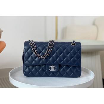 Chanel Lambskin Classic Medium Flap Bag A01112 Navy Blue/Silver 2023 (sm-2312260140)