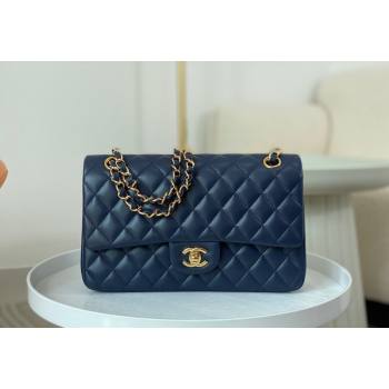 Chanel Lambskin Classic Medium Flap Bag A01112 Navy Blue/Gold 2023 (sm-2312260146)