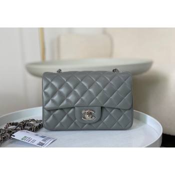 Chanel Lambskin Classic Mini Flap Bag A69900 Grey2/Silver 2023 (sm-2312260147)