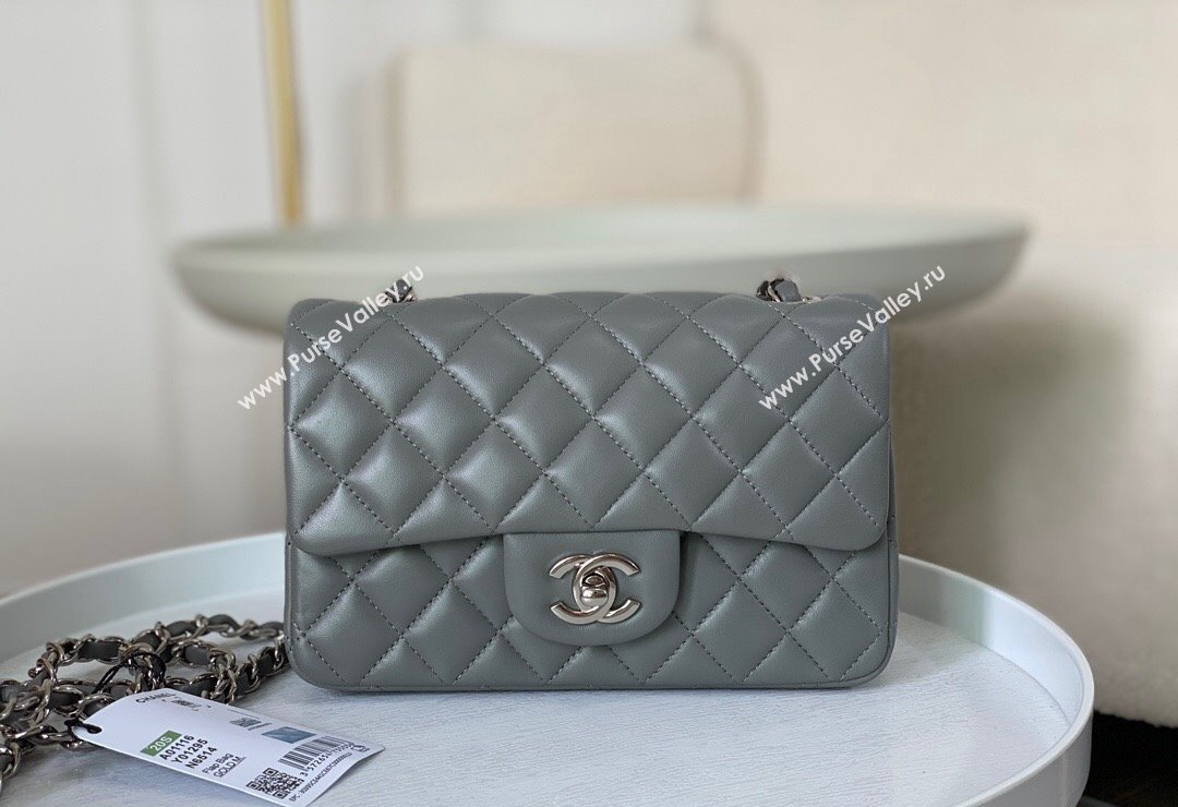 Chanel Lambskin Classic Mini Flap Bag A69900 Grey2/Silver 2023 (sm-2312260147)