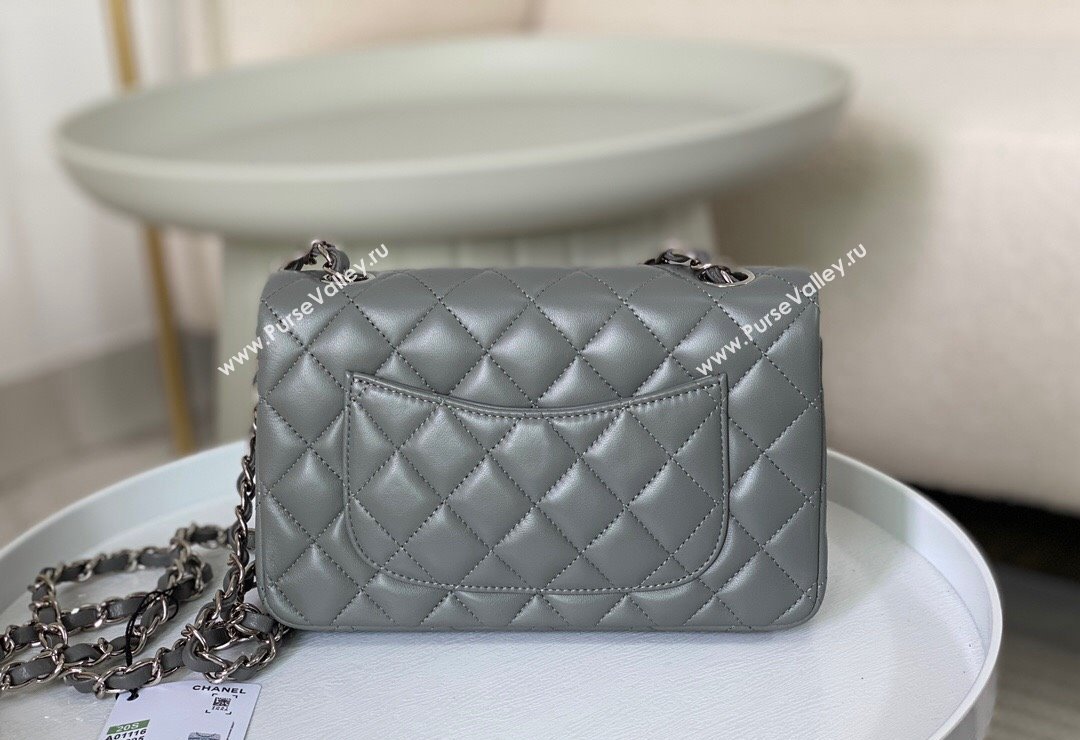 Chanel Lambskin Classic Mini Flap Bag A69900 Grey2/Silver 2023 (sm-2312260147)