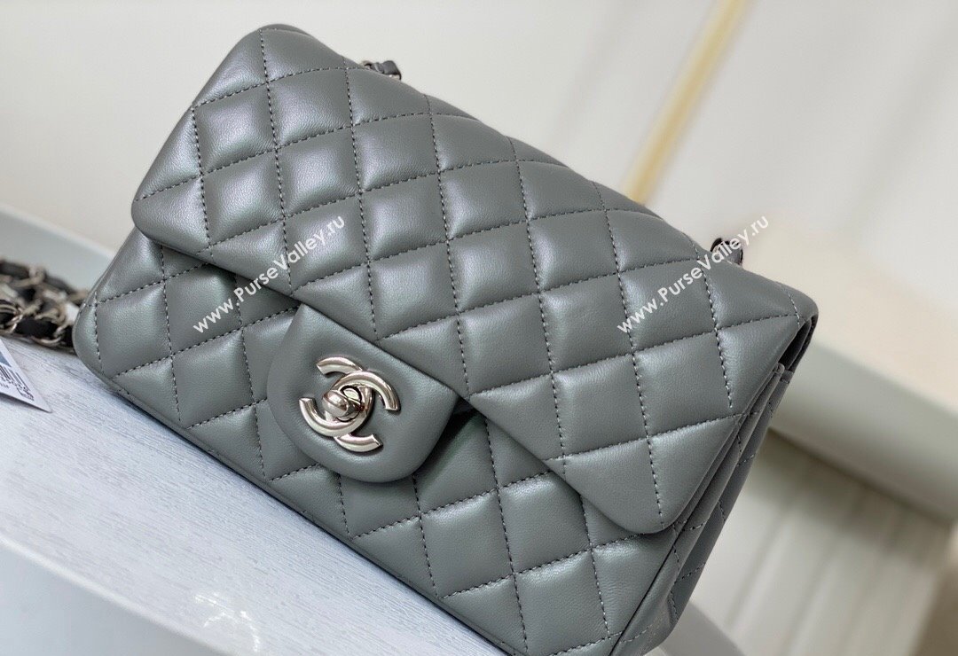 Chanel Lambskin Classic Mini Flap Bag A69900 Grey2/Silver 2023 (sm-2312260147)