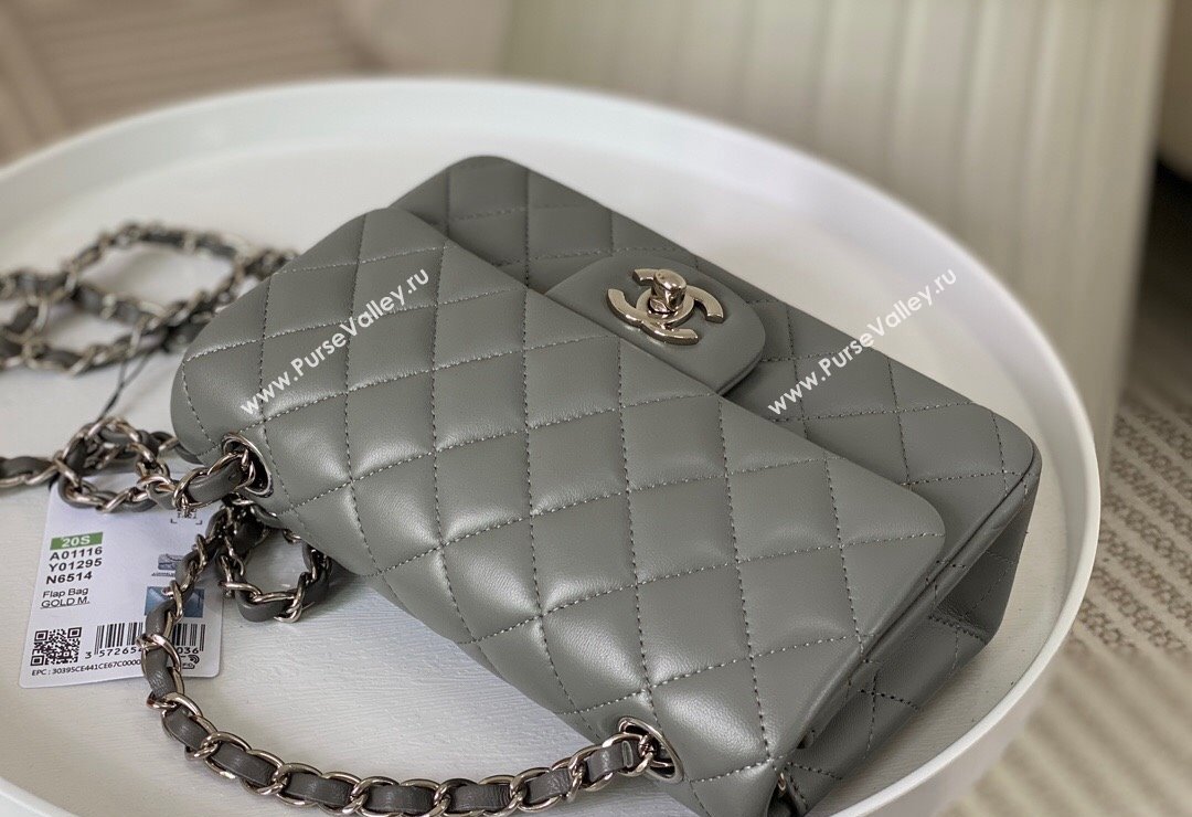 Chanel Lambskin Classic Mini Flap Bag A69900 Grey2/Silver 2023 (sm-2312260147)