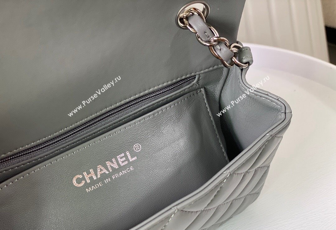 Chanel Lambskin Classic Mini Flap Bag A69900 Grey2/Silver 2023 (sm-2312260147)