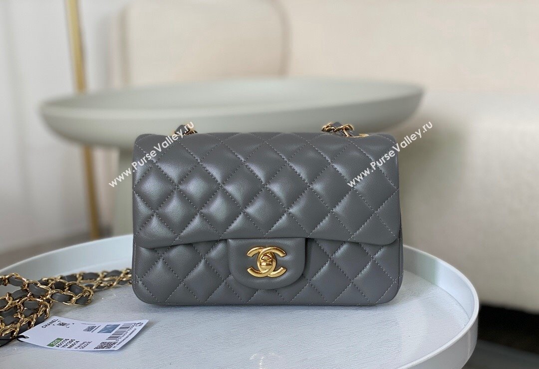 Chanel Lambskin Classic Mini Flap Bag A69900 Grey2/Gold 2023 (sm-2312260148)