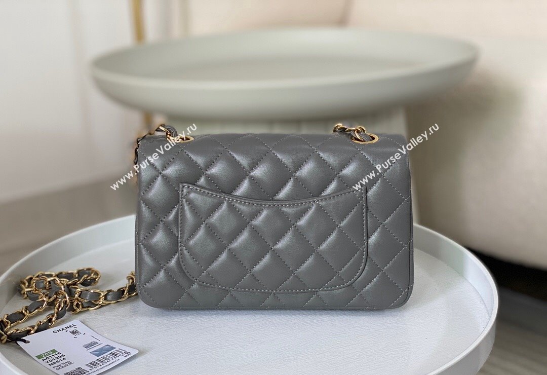 Chanel Lambskin Classic Mini Flap Bag A69900 Grey2/Gold 2023 (sm-2312260148)