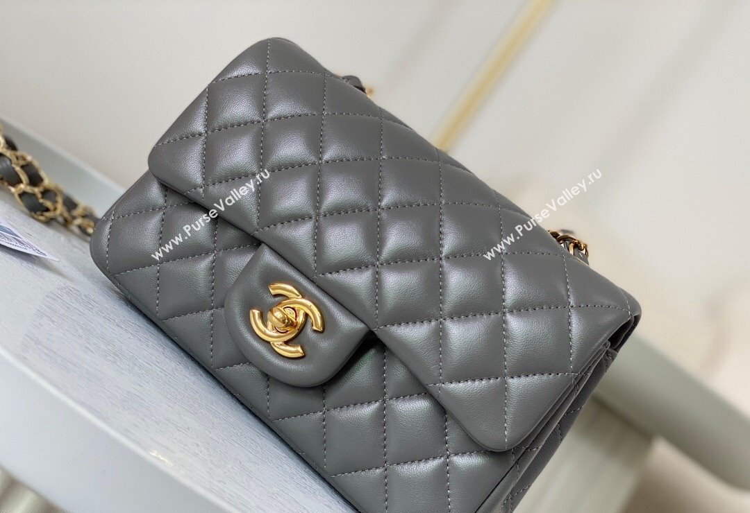 Chanel Lambskin Classic Mini Flap Bag A69900 Grey2/Gold 2023 (sm-2312260148)