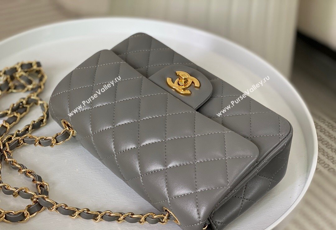 Chanel Lambskin Classic Mini Flap Bag A69900 Grey2/Gold 2023 (sm-2312260148)