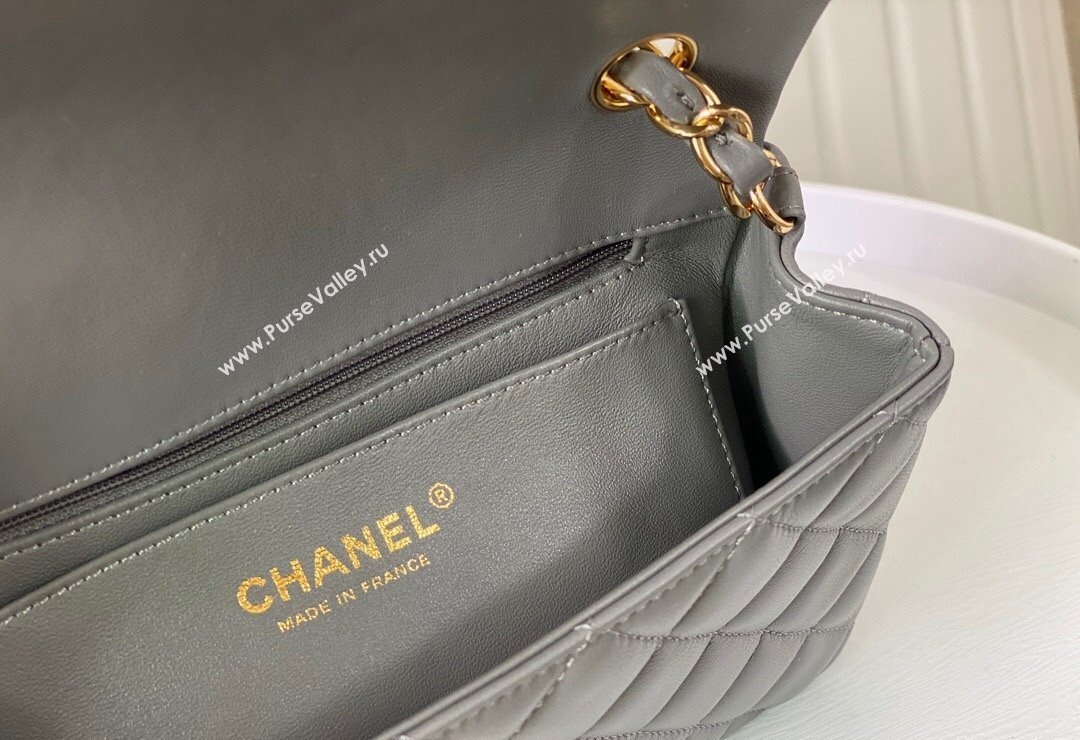 Chanel Lambskin Classic Mini Flap Bag A69900 Grey2/Gold 2023 (sm-2312260148)