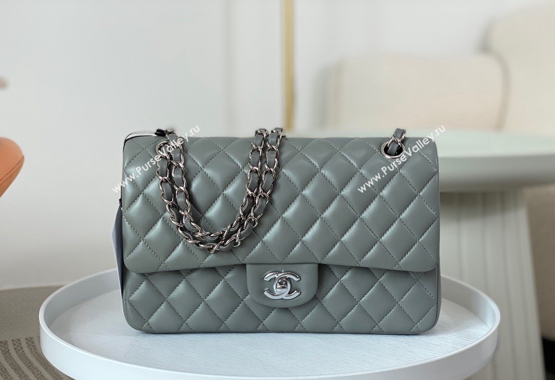 Chanel Lambskin Classic Medium Flap Bag A01112 Grey2/Silver 2023 (sm-2312260149)