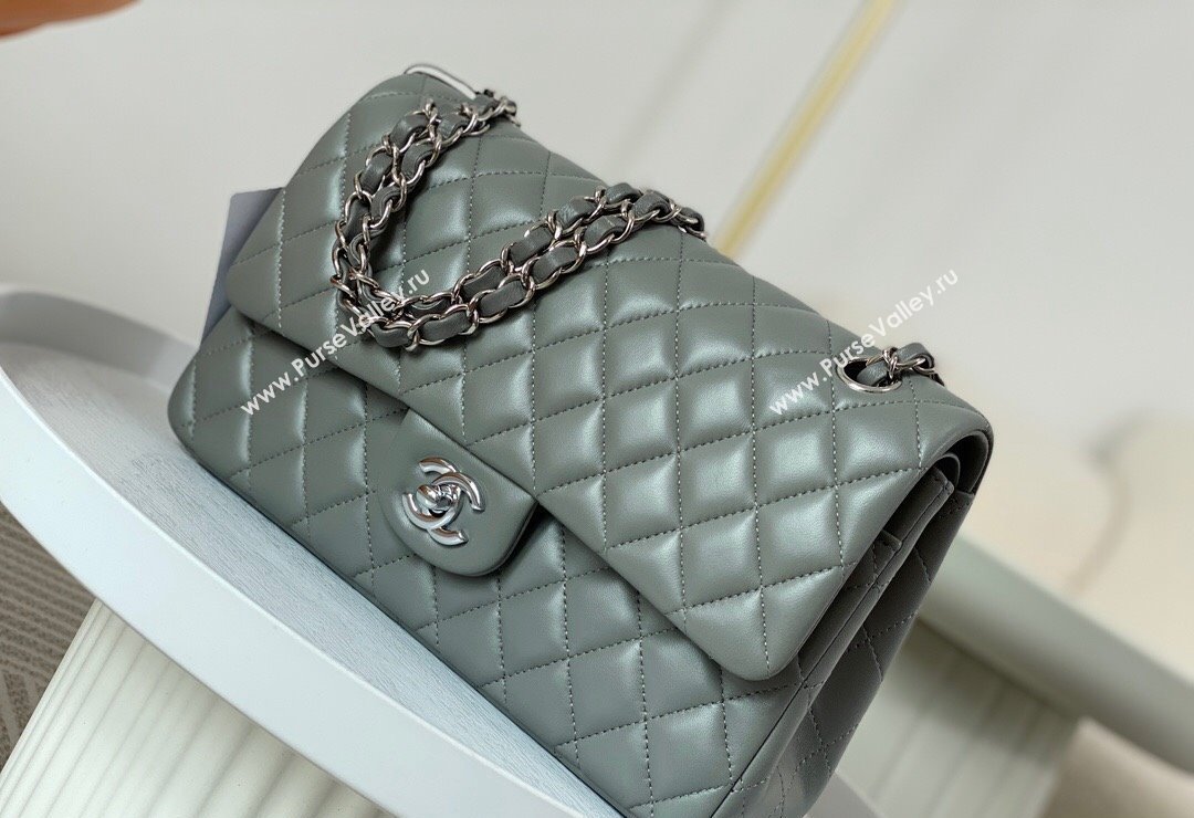 Chanel Lambskin Classic Medium Flap Bag A01112 Grey2/Silver 2023 (sm-2312260149)