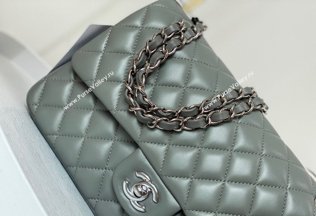 Chanel Lambskin Classic Medium Flap Bag A01112 Grey2/Silver 2023 (sm-2312260149)