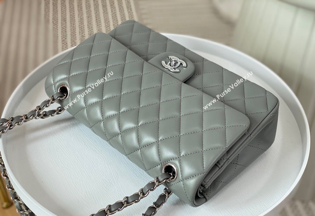 Chanel Lambskin Classic Medium Flap Bag A01112 Grey2/Silver 2023 (sm-2312260149)