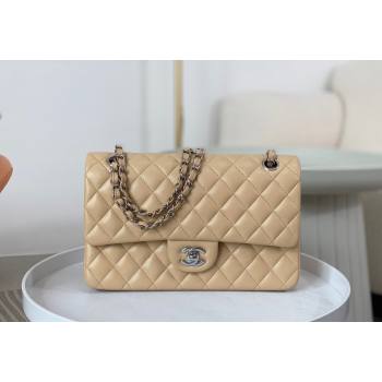 Chanel Lambskin Classic Medium Flap Bag A01112 Apricot/Silver 2023 (sm-2312260151)