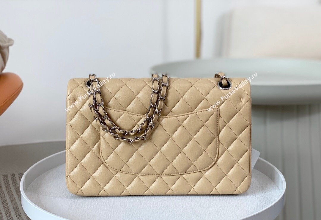 Chanel Lambskin Classic Medium Flap Bag A01112 Apricot/Silver 2023 (sm-2312260151)