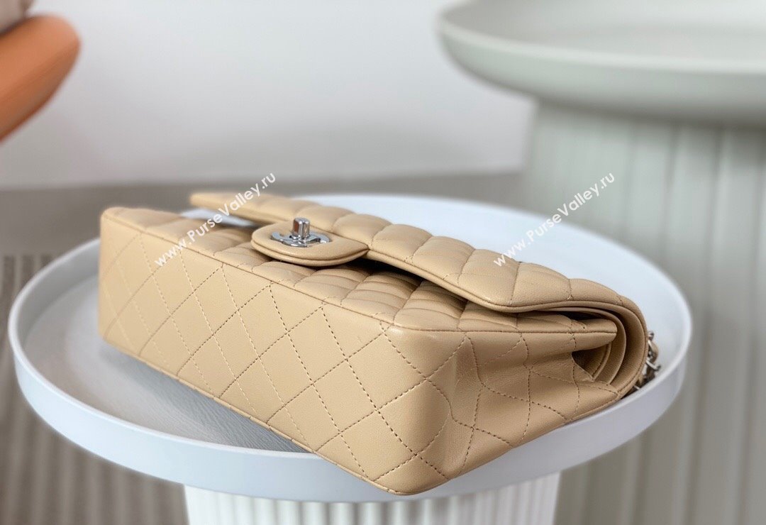 Chanel Lambskin Classic Medium Flap Bag A01112 Apricot/Silver 2023 (sm-2312260151)