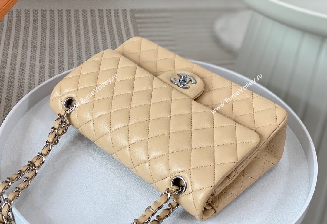 Chanel Lambskin Classic Medium Flap Bag A01112 Apricot/Silver 2023 (sm-2312260151)