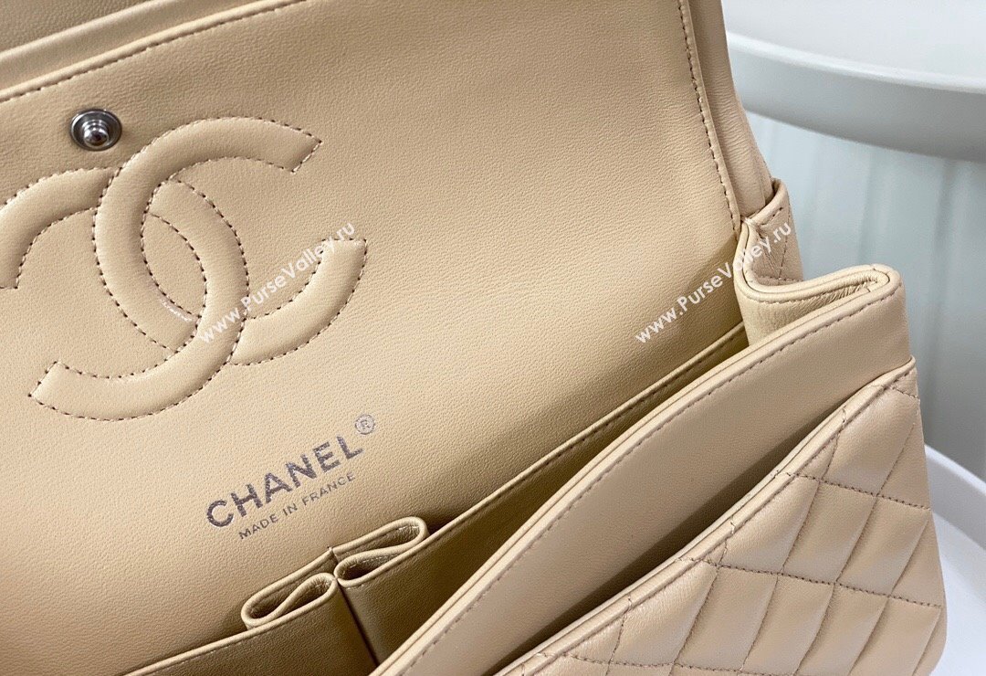 Chanel Lambskin Classic Medium Flap Bag A01112 Apricot/Silver 2023 (sm-2312260151)