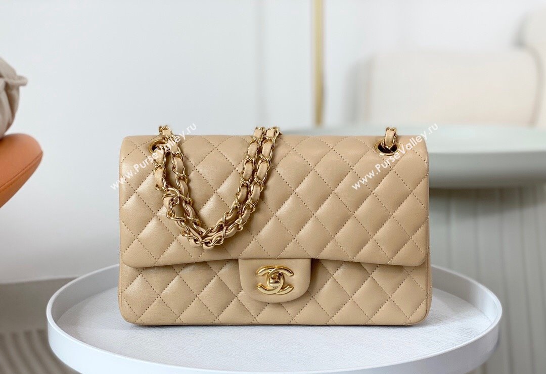 Chanel Lambskin Classic Medium Flap Bag A01112 Apricot/Gold 2023 (sm-2312260152)