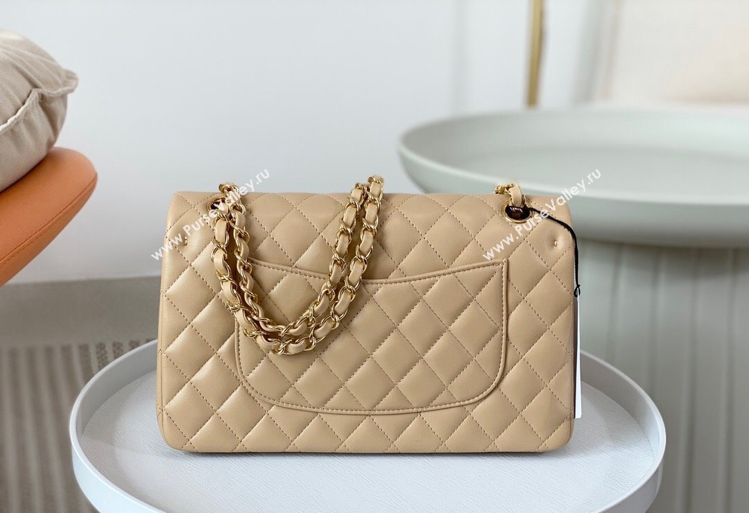 Chanel Lambskin Classic Medium Flap Bag A01112 Apricot/Gold 2023 (sm-2312260152)