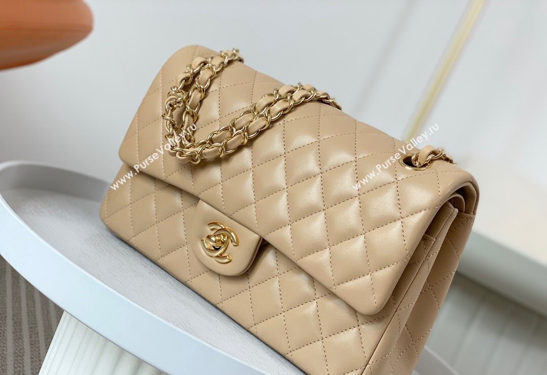 Chanel Lambskin Classic Medium Flap Bag A01112 Apricot/Gold 2023 (sm-2312260152)