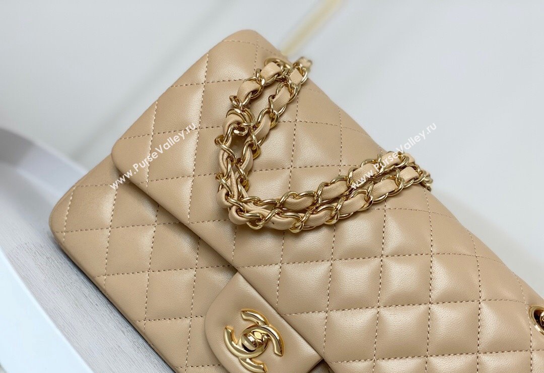 Chanel Lambskin Classic Medium Flap Bag A01112 Apricot/Gold 2023 (sm-2312260152)