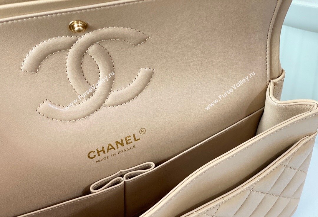 Chanel Lambskin Classic Medium Flap Bag A01112 Apricot/Gold 2023 (sm-2312260152)