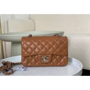 Chanel Lambskin Classic Mini Flap Bag A69900 Brown/Silver 2023 (sm-2312260153)